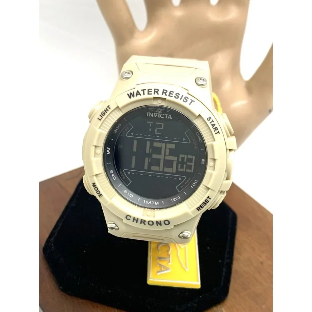 Invicta Racing Men's Watch 47526 Quartz Digital Light Brown Resin Strap 52mm